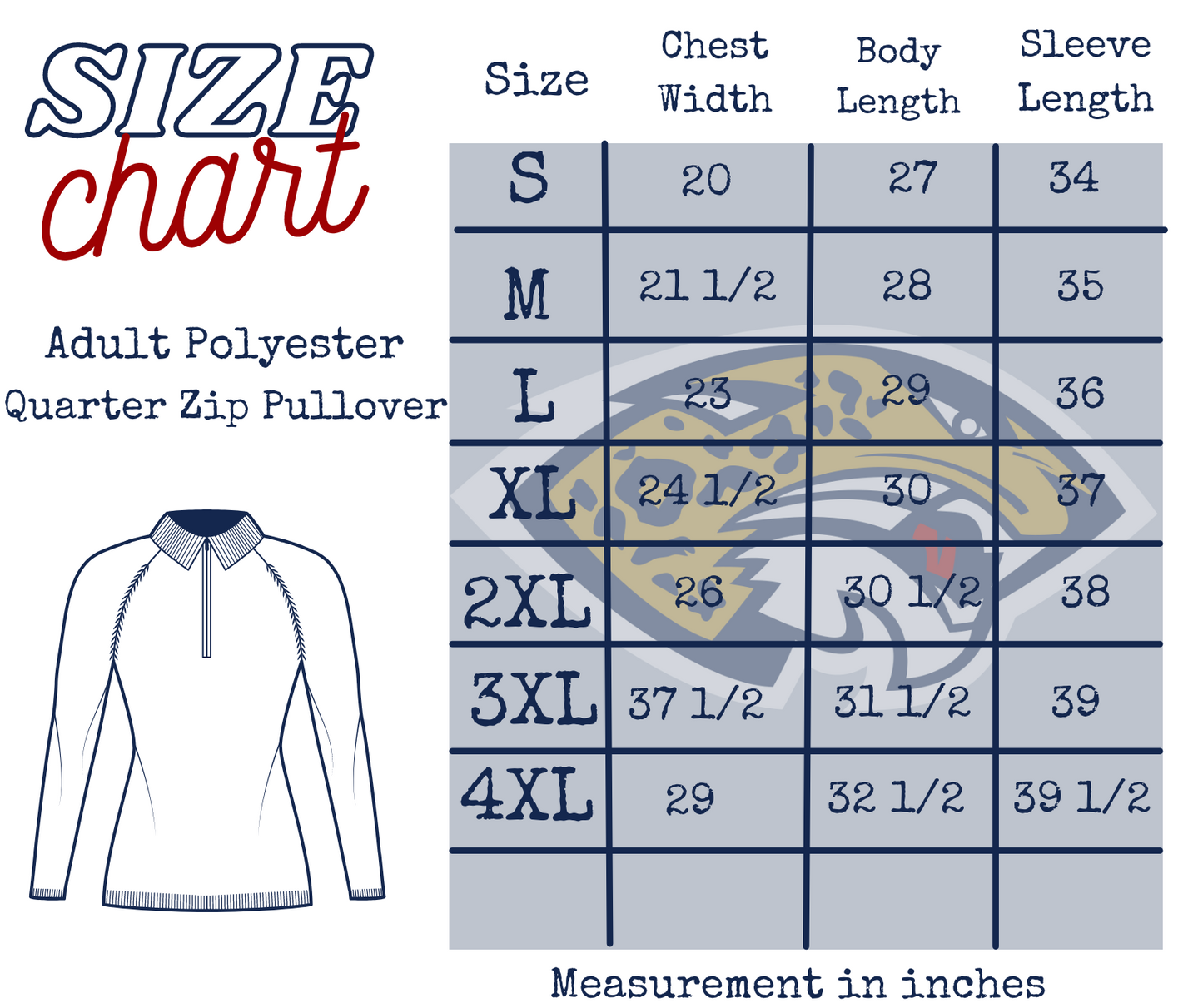 Elementary & Middle School Uniform - Adult Quarter Zip (Polyester)